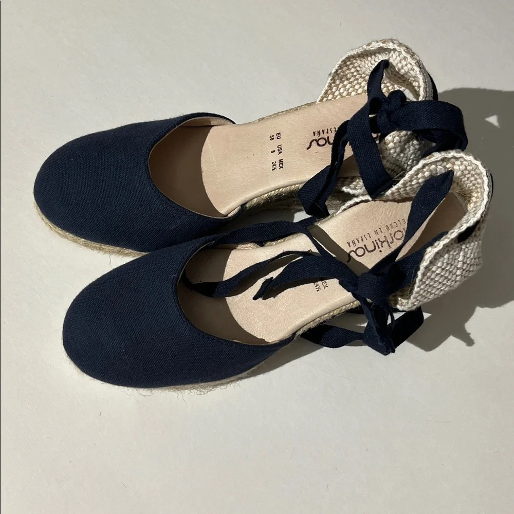 Norkinas Made in Spain Navy Blue Espadrilles Sandals Shoes sz 8 NEW! summer